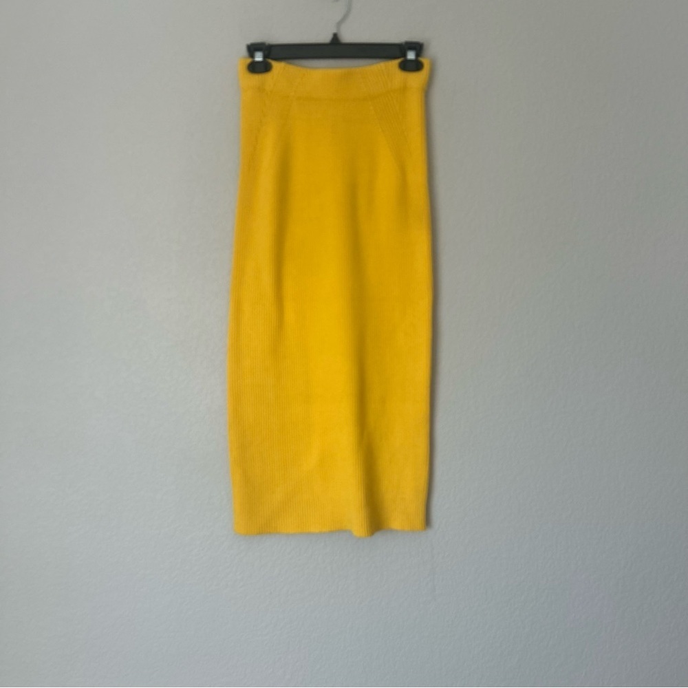 Mara Hoffman Midi Ribbed Knit Skirt in Yellow - Picture 1 of 4